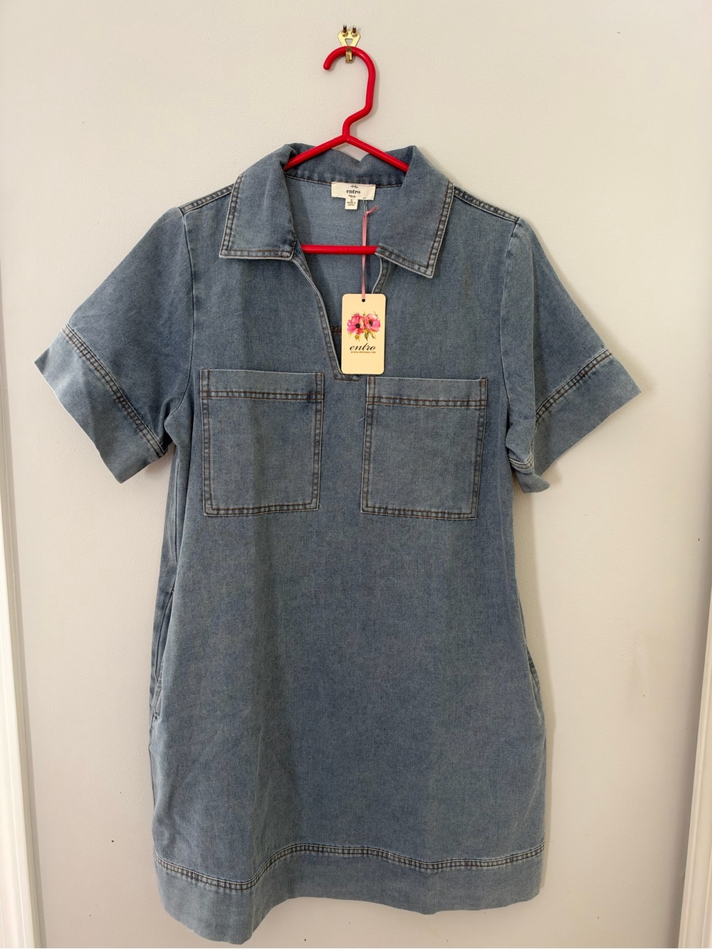 NEW “Entro” Light Blue Denim Shirt Dress